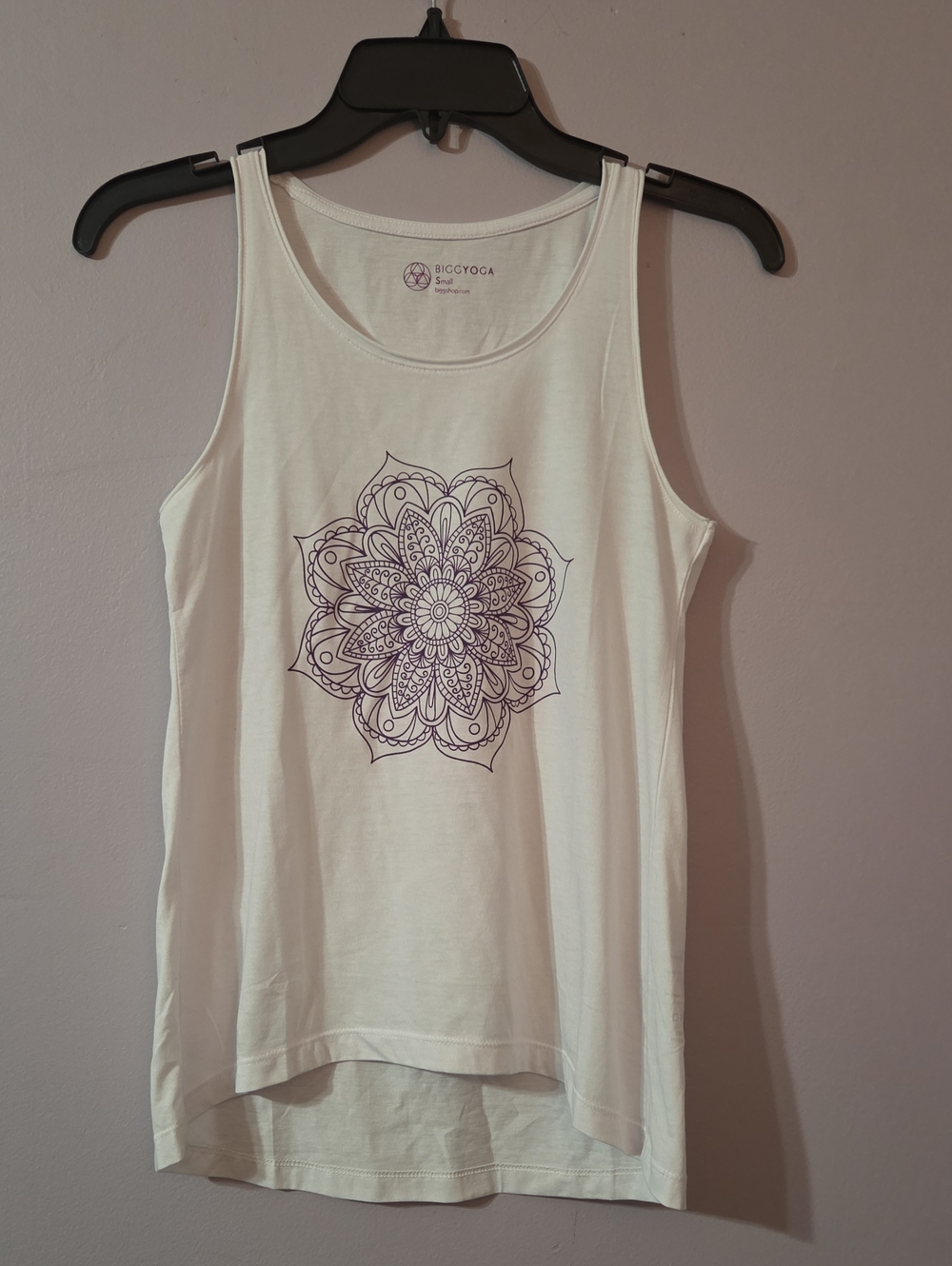 White Tank Top with Purple Mandala Print Womens Small